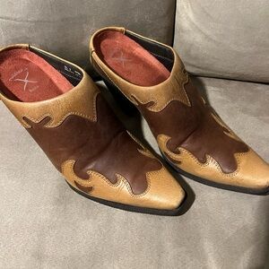 Twisted X Brown and Tan Western Mules